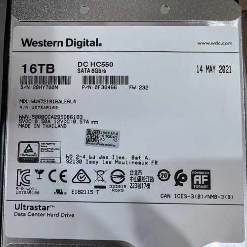 【询价】西数16T SATA WUH721816ALE6L4 处理几