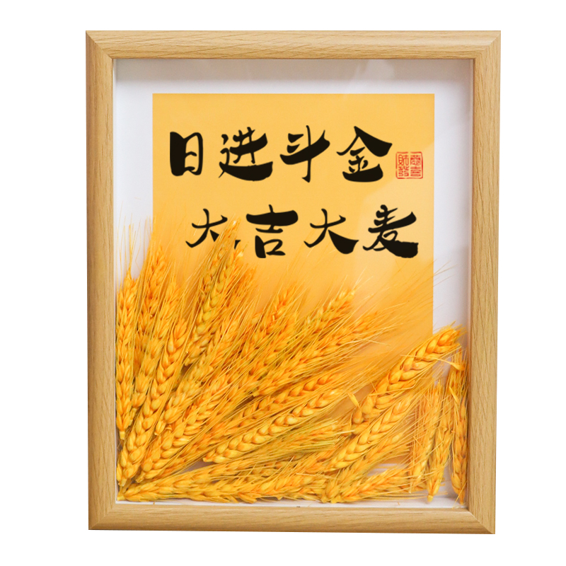 财源广进天然黄金麦穗大麦相框摆件周年开业气氛布置礼物装饰挂墙