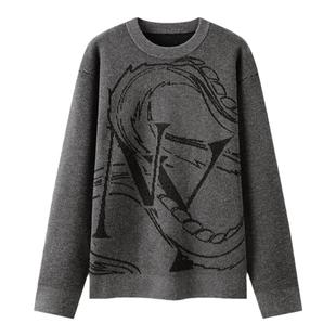 森马毛衣男新年提花针织衫情侣2025春新款毛衫打底上衣宽松肌理感