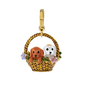 可爱小狗花篮可打开空心吊坠项链女趣味个性挂件钥匙挂坠生日礼物