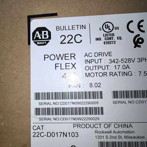 售前询价22C-D017N103 AB变频器 三相400V 7.5 工控配件议价维修