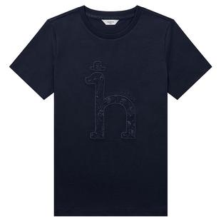 Hazzys哈吉斯圆领短袖T恤衫女士夏季时尚潮流体恤通勤大图案上衣