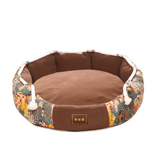 狗窝冬天保暖中小型犬狗窝加厚可拆洗半封闭式冬季宠物窝狗狗睡窝