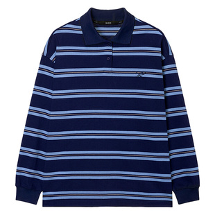 RAIVE2026春季女上衣polo领复古学院条纹宽松韩系落肩长袖T恤