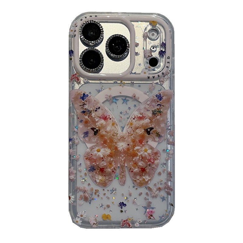 适用苹果系列iPhone17新款手机壳16promax14promax个性镭射蝴蝶星星15promax13promax半包大孔高级女款保护套