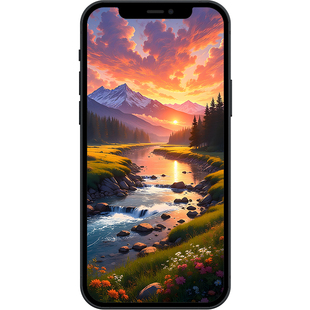 落日山河盛景油画风景8K壁纸iphone苹果安卓手机电脑ipad平板壁纸