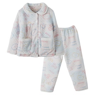 宝宝冬季外出棉服女童加厚夹棉三层可外穿儿童里层纯棉家居服套装