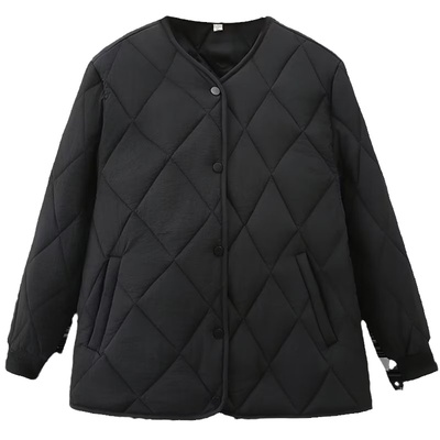 宛宛家菱格纹棉服百搭时尚