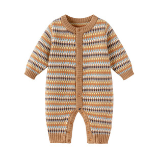 【清仓】babylove宝宝针织连体衣秋冬季羊毛加厚保暖毛衣婴儿哈衣