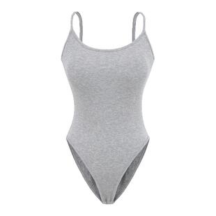 怪力酱 美式辣妹吊带t恤女春性感紧身连体衣露腰连裆打底百搭上衣