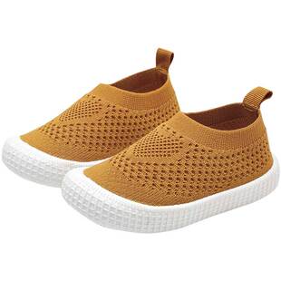 幼儿园室内网面鞋女童一脚蹬春秋红色透气单鞋儿童运动男童软底