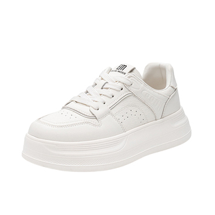 依思q厚底小白鞋女款2026春季新款白色百搭板鞋简约休闲运动女鞋