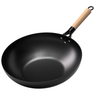 玉叶平底老式铁锅传统炒锅家用炒菜加厚电磁炉已开锅无涂层旗舰店