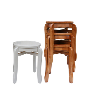 圆凳餐桌凳子家用实木餐凳简约全实木凳子可叠放中式板凳木头凳子
