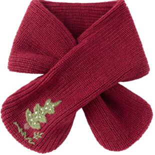 babylove婴儿针织围脖冬季羊毛保暖红色宝宝交叉式围巾浮翠流丹