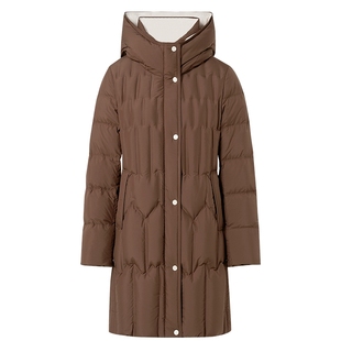 CADIDL卡迪黛尔通勤连帽鹅绒羽绒服女2025冬季新款中长保暖外套