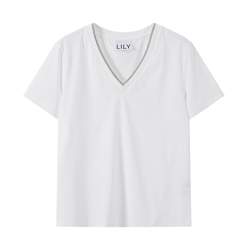 LILY通勤假两件休闲白色短袖T恤