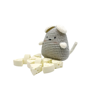 饭团鼠挂件手工钩织ins灰色老鼠钥匙扣包挂车挂灵魂配饰创意礼物