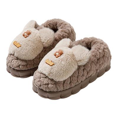 毛绒小熊棉拖鞋女士冬季外穿室内