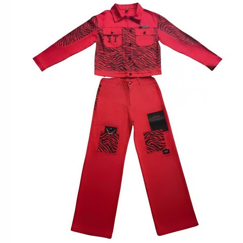 潮牌欧洲站2026春季时尚休闲时髦个性阔腿女套装牛仔两件套洋气