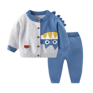 男宝宝秋装针织衫套装秋冬新款外套婴儿卡通毛衣儿童男童毛线衣服