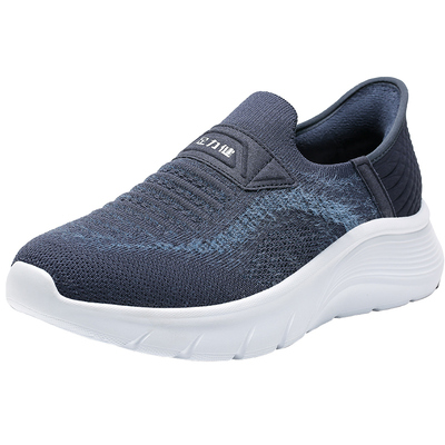 足力健老人鞋2025秋季休闲爸爸鞋软底一脚蹬透气凉爽鞋网面散步鞋