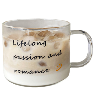 玻璃杯耐高温办公室水杯家用套装带盖杯子ins风咖啡杯透明牛奶杯