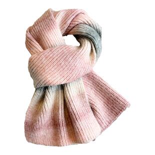 渐变粉色针织毛线围巾女生冬季加厚保暖韩版可爱少女短小围脖护颈
