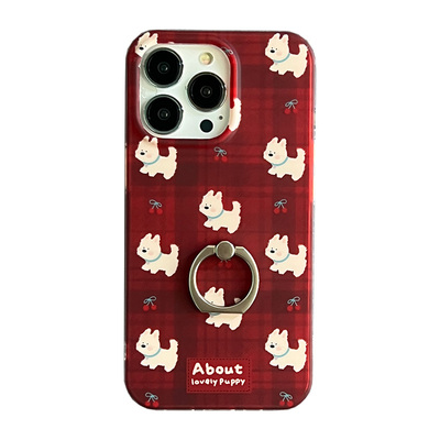 红色中国风可爱卡通狗狗硅胶软壳