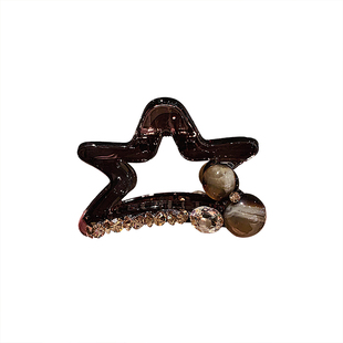 韩国时尚个性五角星水钻发夹女中号抓夹后脑勺简约半扎发鲨鱼夹子