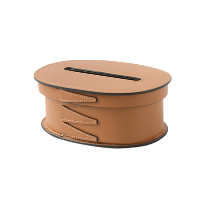 oakliving夏克皮革纸巾盒日式复古皮质纸巾收纳盒家用客厅抽纸盒