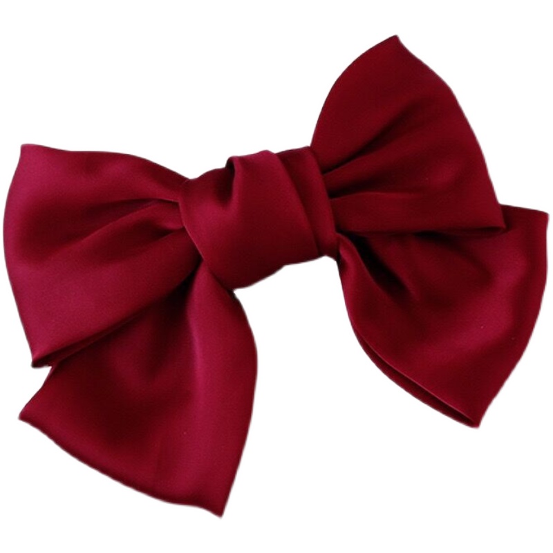 韩国复古缎面大蝴蝶结发夹子网红超仙后脑勺顶夹甜美少女马尾发卡