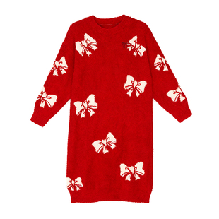 DPLAYSWEET红色加绒加厚圆领睡裙半边绒保暖软绵绵亲肤睡衣本命年