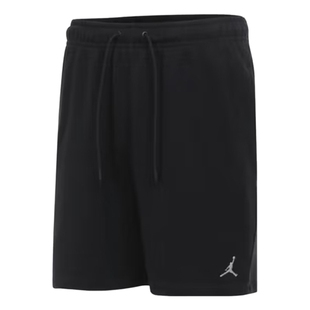 Jordan耐克黑色短裤男夏季飞人刺绣logo针织毛圈五分裤FV7288-010