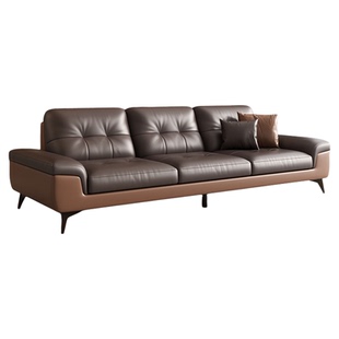 真皮现代简约办公室沙发意式会客贵宾接待商务洽谈三人位茶几组合