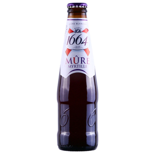 法国进口克伦堡kronenbourg1664蓝莓味啤酒250ml*24瓶整箱