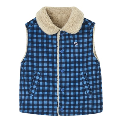 BLUEDOG格纹羊羔绒双面马甲