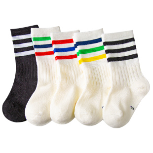 儿童纯棉中筒袜子男童学生宝宝春秋冬季厚款女童长筒运动袜潮ins