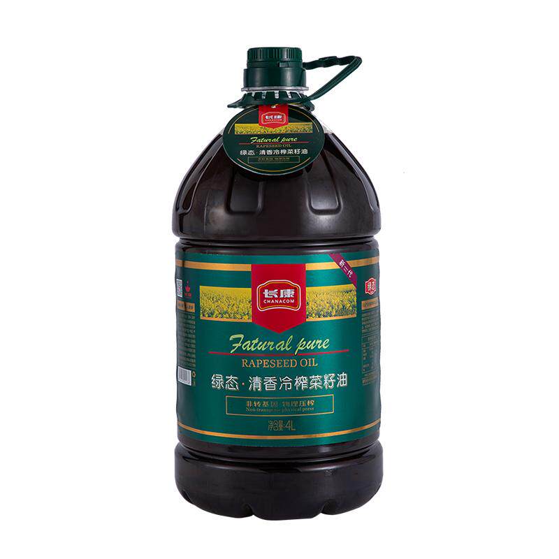 长康清香冷榨菜籽油4升L原色原香非转基因正宗压榨家用食用油官方