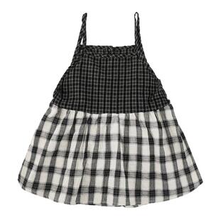 幼悠女童连衣裙儿童夏季纯棉格纹轻薄透气吊带裙清凉甜酷小魔女裙