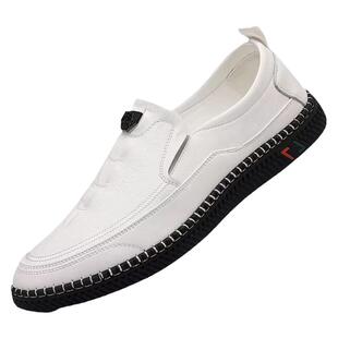 真皮男2026春秋新款透气商务休闲皮鞋软底一脚蹬豆豆鞋爸爸乐福鞋