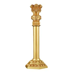 印度阿育王柱 纯铜鎏金摆件善法永住配底座 佛堂摆件正法久住全套