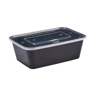 一次性透明长方形带盖塑料盒黑色分格餐盒1000ML打包盒外卖餐盒子