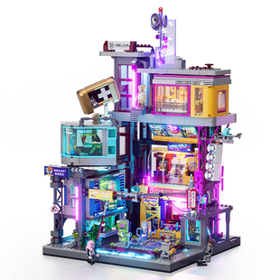 Lumibricks灯搭赛博朋克系列游戏厅街景积木益智拼装玩具模型