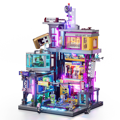Lumibricks灯搭赛博朋克系列游戏厅街景积木益智拼装玩具模型