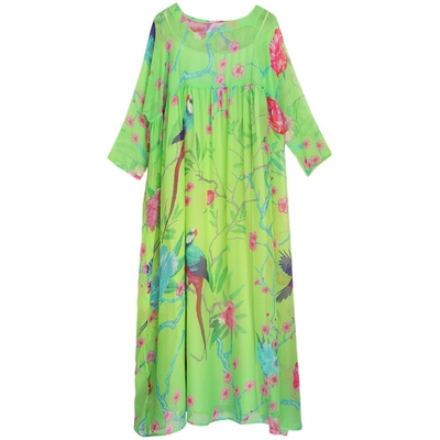 杨丽萍同款原创桑蚕丝真丝连衣裙