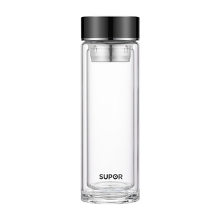 苏泊尔双层玻璃保温杯耐高温茶水杯男士泡茶专用茶水分离隔热防摔