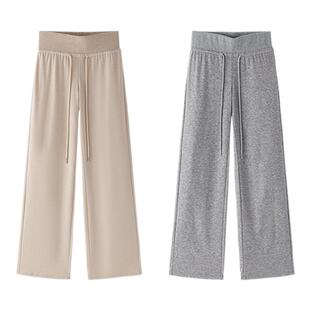 肉装小cherry 杏雨梨花 百搭微胖宽松紧腰磨毛感针织直筒长裤两色