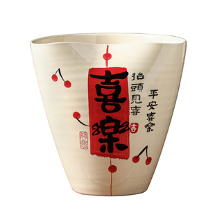 陶瓷花盆轻奢高级感家用手绘新中式冬青兰花流泉枫龟背竹大号花盆