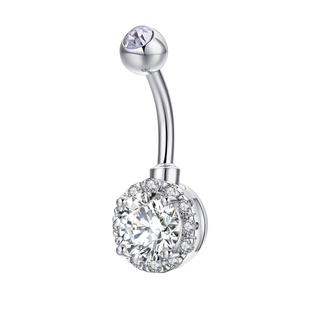 高级感天然圆形锆石肚脐钉穿孔饰品肚脐扣热卖肚脐环人体穿刺饰品